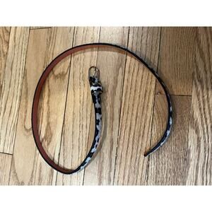 Leopard Print Belt With Gold Buckle Faux Leather & Hair-On Texture 34 Inches